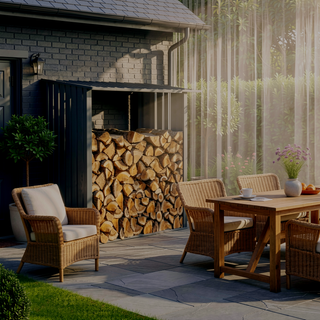 Sunvega Durable Rust-Resistant Metal Firewood Storage Shed for Indoor and Outdoor Use