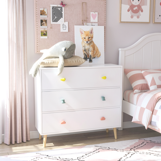 Sunvega 3 Drawer Dresser with Anti-Dumping Design for Kids Bedroom and Nursery