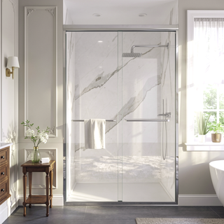 Sunvega 44-48 Inch Wide 72 Inch High Semi-Frameless Double Sliding Shower Door