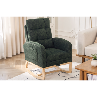 Sunvega Modern Upholstered Nursery Glider Rocking Chair with High Backrest and Side Pocket