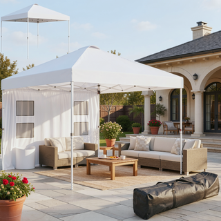 Sunvega 10x10 ft American Flag Print Party Tent with Adjustable Height and Sidewall