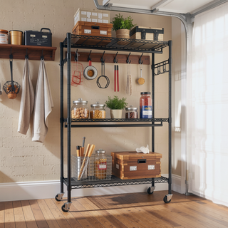 Sunvega Heavy Duty Freestanding Clothes Rack with 6 Adjustable Wire Shelves and 3 Rails