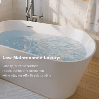 Sunvega 55 Inch Freestanding Acrylic Soaking Bathtub with Superior Insulation and Modern Design