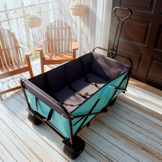 Sunvega Collapsible Foldable Wagon Cart with Strapping System and 3-Pcs Plastic Liner