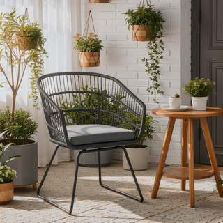 Sunvega Transitional Polyethylene Rattan Dining Chairs with Water-Resistant Cushions
