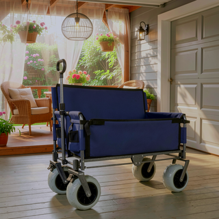 Sunvega 3-in-1 Heavy-Duty Folding Wagon Cart with Bench Seat and Storage