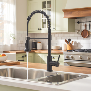 Sunvega Black and Nickel Gold Kitchen Faucet with Pull Out Sprayer