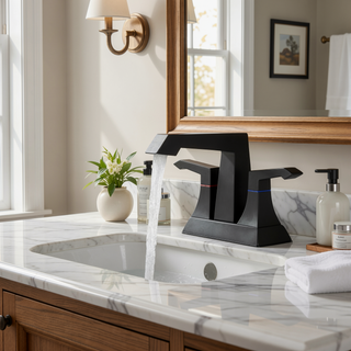 Sunvega Modern Brushed Nickel Bathroom Faucet with Drain and Supply Kits