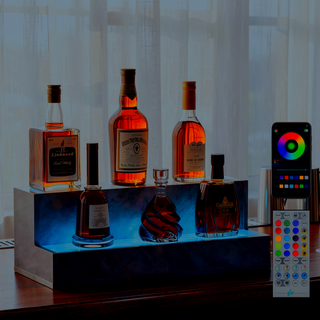 Sunvega 24 Inch Freestanding LED Lighted Liquor Bottle Display Shelf with App Remote Control