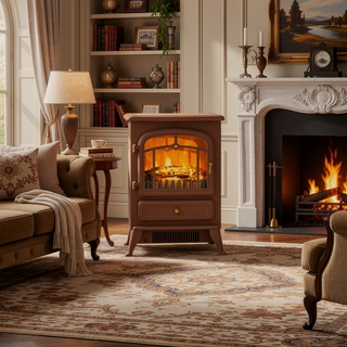 Sunvega 22 Inch Electric Fireplace Heater with Realistic LED Flames and Logs