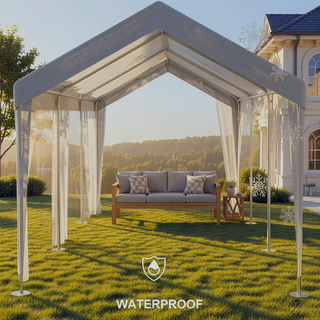 Sunvega 12x20ft Waterproof UV Protected Carport Canopy Cover with 76 Elastic Buckles