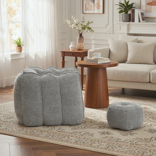 Sunvega Soft Chenille Bean Bag Chair with High Resilient Foam for Living Room