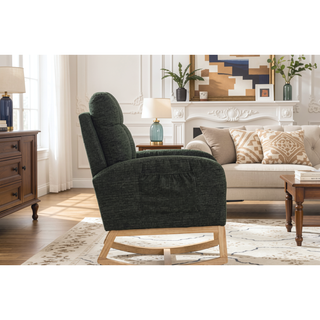 Sunvega Modern Upholstered Nursery Glider Rocking Chair with High Backrest and Side Pocket