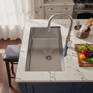 Sunvega Handcrafted 33x19 Inch Undermount Single Bowl Kitchen Sink Dark Gray