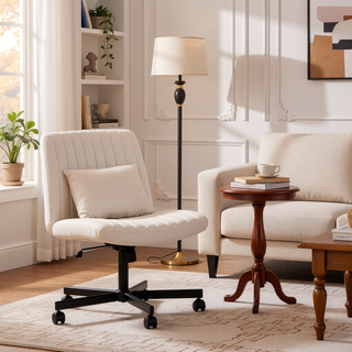 Sunvega Adjustable Ergonomic Armless Office Chair with Plush Linen Upholstery