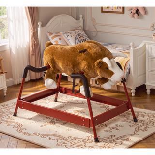Sunvega ASTM-F963 Certified Spring Rocking Horse with Plush Fabric and Animal Sounds