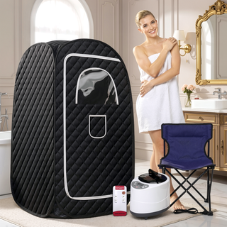 Sunvega Portable Home Steam Sauna Box Foldable with Remote Control and Chair