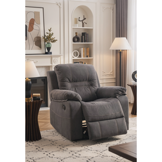Sunvega Contemporary Slate Blue Breathable Leatherette Motion Recliner Chair with Extra Padding