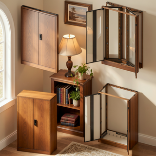 Sunvega Folding Metal Storage Cabinet with Locking Doors and Adjustable Shelf for Home Office