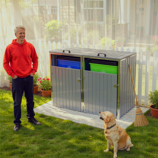 Sunvega Outdoor Garbage Bin Shed with Galvanized Steel for Garden Yard Storage
