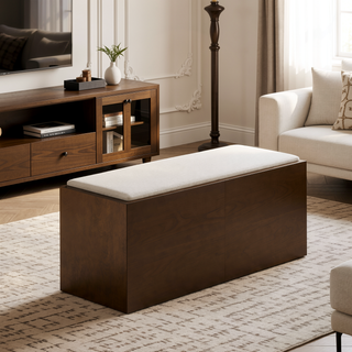 Sunvega Modern Accent Bench with Removable Cushion and Lower Storage Shelf