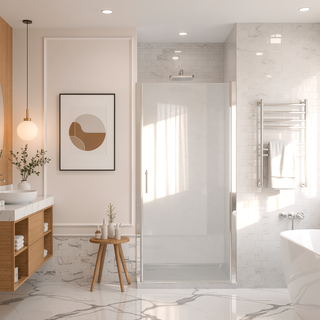 Sunvega 24x72 Inch Brushed Nickel Pivot Shower Door with Half Frame