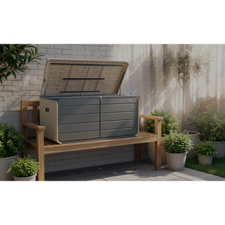 Sunvega 120 Gallon All-Weather Waterproof Lockable Outdoor Metal Storage Box with Wheels
