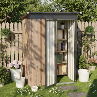 Sunvega 5FT x 3FT Grey Outdoor Pent Roof Garden Tool Storage Shed House