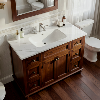 Sunvega 36 Inch White Porcelain Ceramic Rectangular Countertop Bathroom Sink