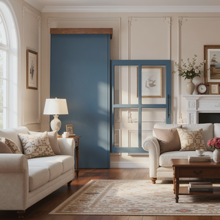 Sunvega Blue Denim and Whiskey Finish Fireplace TV Stand for TVs up to 85 Inches