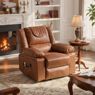 Sunvega Black PU Remote-Controlled Heating and Massage Assistive Recliner for Seniors