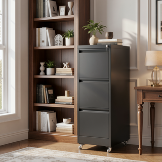 Sunvega 5 Drawer Metal Vertical File Cabinet with Lock on Wheels for Home Office