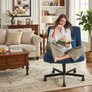 Sunvega Adjustable Ergonomic Armless Office Chair with Plush Linen Upholstery