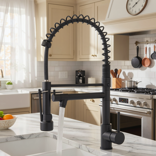 Sunvega Matte Black Commercial Kitchen Faucet with Pull Down Sprayer