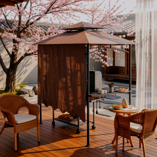 Sunvega Double Roof Grill Gazebo with Weather Resistant Canopy and Storage Shelves
