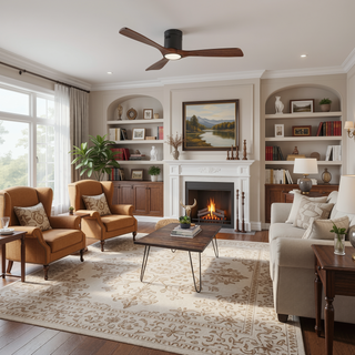 Sunvega 52 Inch Flush Mount Ceiling Fan with Light and Remote Control