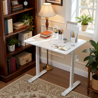 Sunvega Height Adjustable Hand Crank Sit Stand Home Office Desk for Study Room