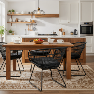 Sunvega Transitional Polyethylene Rattan Dining Chairs with Water-Resistant Cushions