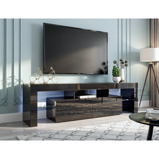 Sunvega Wall Mounted Floating 80 Inch TV Stand with LED Lights and Charging Station