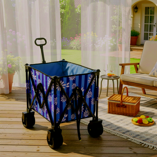 Sunvega Heavy-Duty 480lbs Folding Wagon Cart with Picnic Mat and All-Terrain Wheels