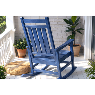 Sunvega All Weather-resistant Black Rocking Chair Set with Wood-Texture and Side Table