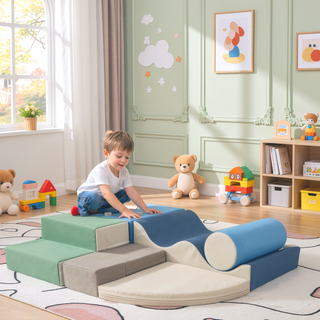 Sunvega Soft Climb and Crawl Foam Playset 6 in 1 with Stairs and Mats