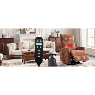 Sunvega Fabric Heat Massage Manual Recliner Chair with Rocker and Swivel for Living Room
