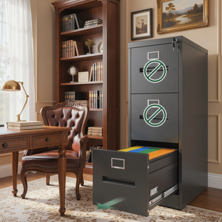 Sunvega 5 Drawer Metal Vertical File Cabinet with Lock on Wheels for Home Office