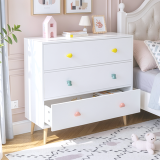 Sunvega 3 Drawer Dresser with Anti-Dumping Design for Kids Bedroom and Nursery