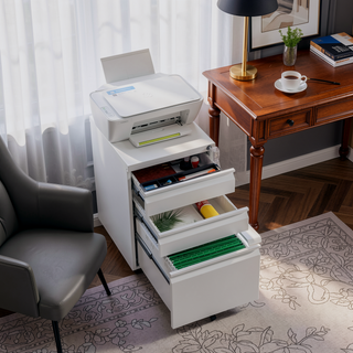 Sunvega 3-Drawer Mobile Metal Filing Cabinet with Lock for Legal Letter Size