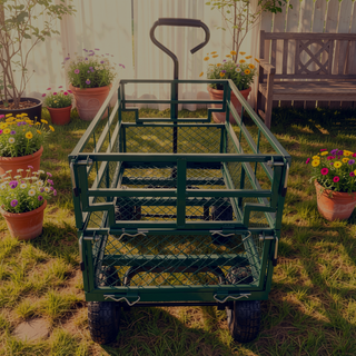 Sunvega Garden Cart with Inflatable Tires and Spacious Bed for Yard Work