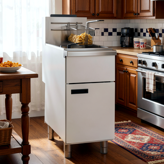 Sunvega Commercial 4-Burner Propane Deep Fryer with 120,000 BTU and Adjustable Thermostat