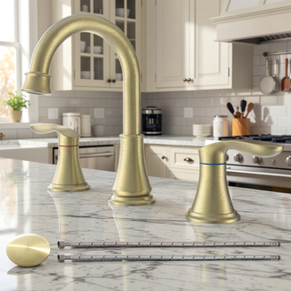 Sunvega 8 Inch Widespread Bathroom Sink Faucet Matte Black with 360 Swivel Spout