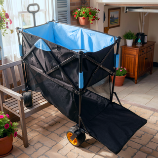 Sunvega Extra Long Folding Wagon Cart with Large Capacity and All-Terrain Wheels